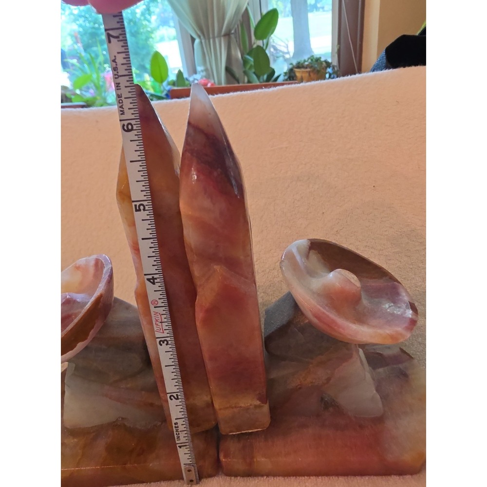 Vintage Onyx Marble Alabaster Mexican Siesta Cactus Book Ends Large 6 3/4" tall - Picture 5 of 5